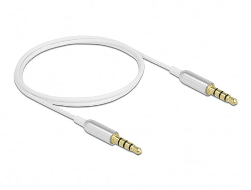 Delock 66073 Stereo Jack Cable 3.5 Mm 4 Pin Male To Male Ultra Slim 0.5 M White