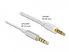 Delock 66073 Stereo Jack Cable 3.5 Mm 4 Pin Male To Male Ultra Slim 0.5 M White