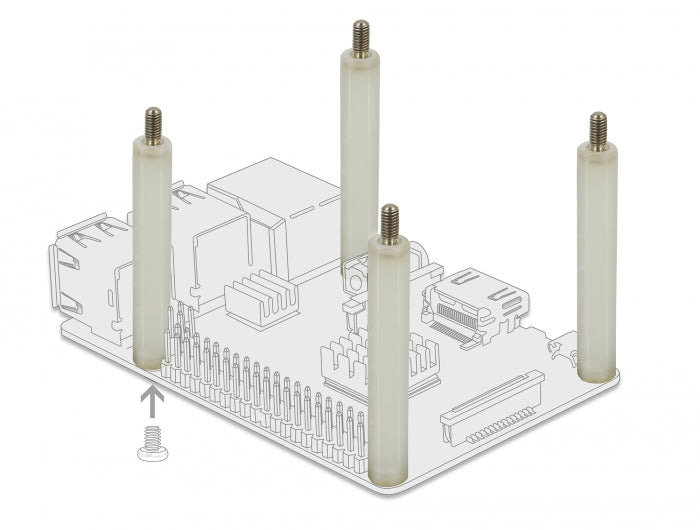 Delock 60240 Standoff M4 X M4, Hexagon, Inside / Outside, 20 Mm Natural 4 Pcs