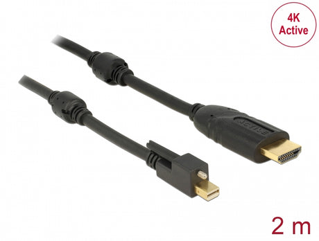 Delock 83730 Cable Mini Displayport 1.2 Male With Screw > Hdmi Male 4K Active