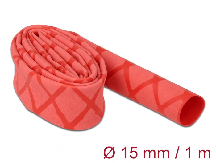 Delock 19591 Heat Shrink Tube X-Pattern Non-Slip 1 M X 15 Mm Red