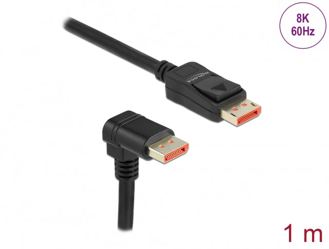 Delock 87050 Displayport Cable Male Straight To Male 90° Downwards Angled