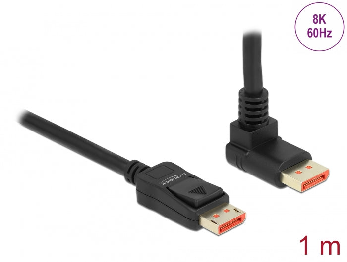 Delock 87054 Displayport Cable Male Straight To Male 90° Upwards Angled