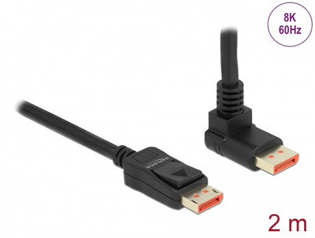 Delock 87055 Displayport Cable Male Straight To Male 90° Upwards Angled