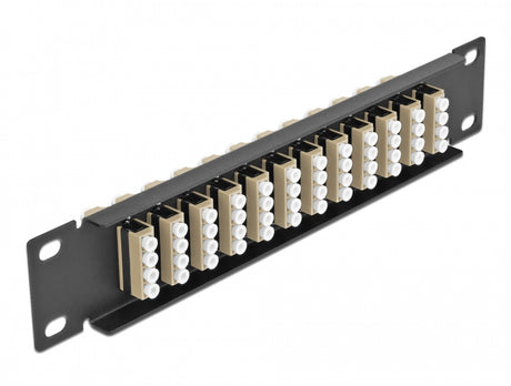 Delock 66778 10″ Fiber Optic Patch Panel 12 Port Lc Quad Beige 1U Black