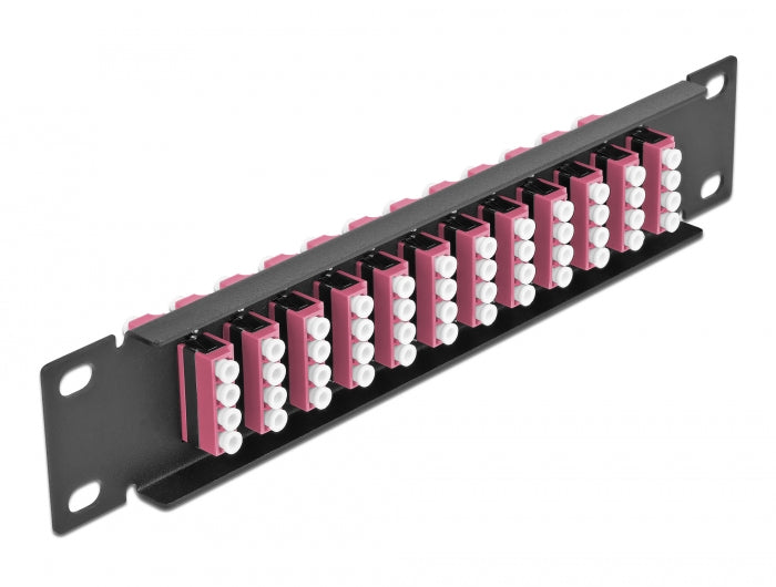 Delock 66780 10″ Fiber Optic Patch Panel 12 Port Lc Quad Violet 1U Black