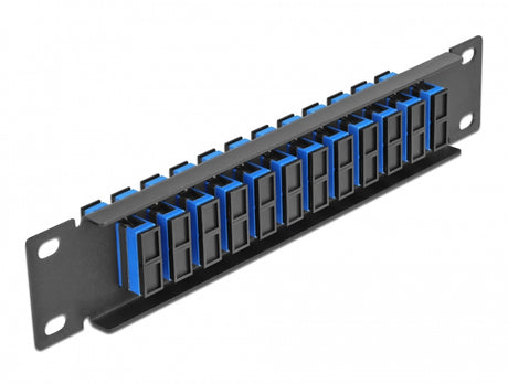 Delock 66771 10″ Fiber Optic Patch Panel 12 Port Sc Duplex Blue 1U Black