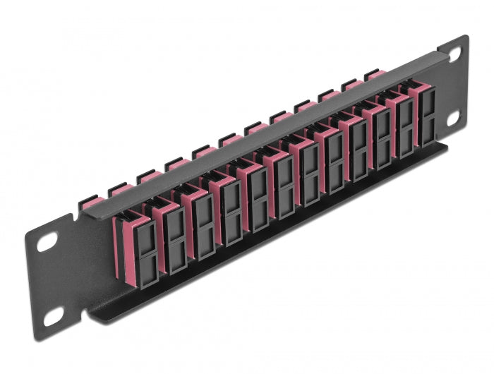 Delock 66775 10″ Fiber Optic Patch Panel 12 Port Sc Duplex Violet 1U Black