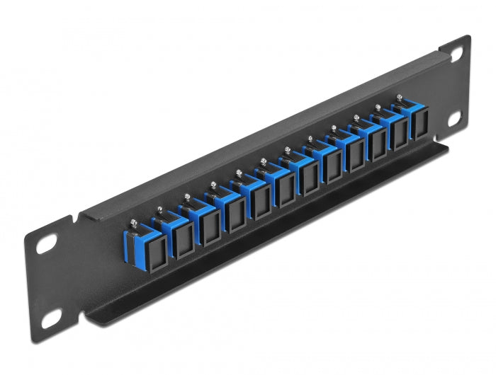 Delock 66760 10″ Fiber Optic Patch Panel 12 Port Sc Simplex Blue 1U Black