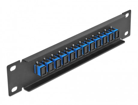 Delock 66760 10″ Fiber Optic Patch Panel 12 Port Sc Simplex Blue 1U Black