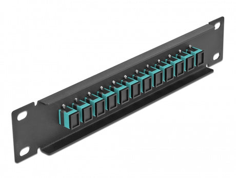 Delock 66763 10″ Fiber Optic Patch Panel 12 Port Sc Simplex Aqua 1U Black