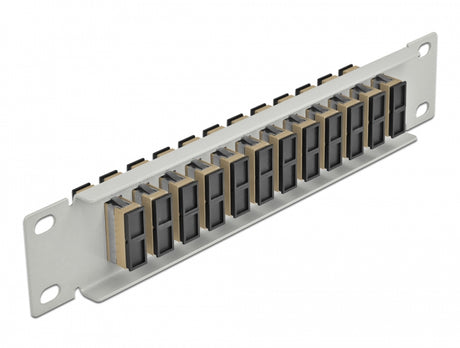 Delock 66793 10″ Fiber Optic Patch Panel 12 Port Sc Duplex Beige 1U Grey