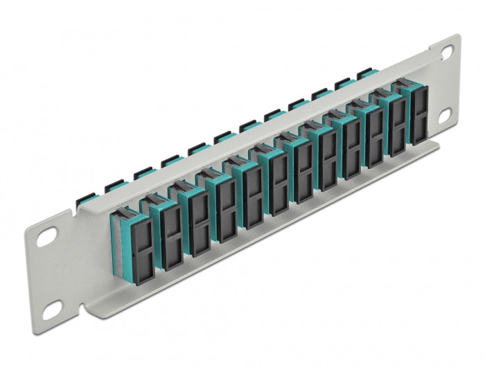 Delock 66794 10″ Fiber Optic Patch Panel 12 Port Sc Duplex Aqua 1U Grey