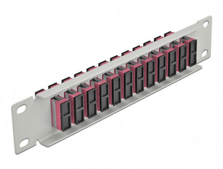 Delock 66795 10″ Fiber Optic Patch Panel 12 Port Sc Duplex Violet 1U Grey