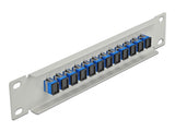 Delock 66781 10″ Fiber Optic Patch Panel 12 Port Sc Simplex Blue 1U Grey