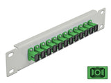 Delock 66782 10″ Fiber Optic Patch Panel 12 Port Sc Simplex Green 1U Grey