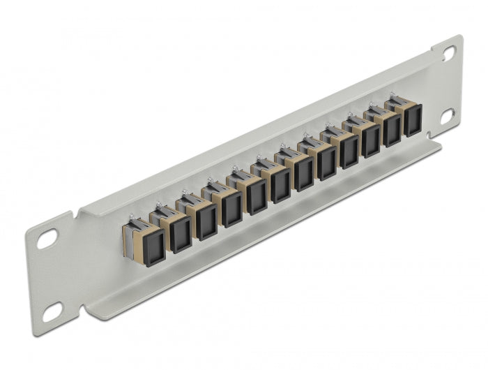 Delock 66783 10″ Fiber Optic Patch Panel 12 Port Sc Simplex Beige 1U Grey