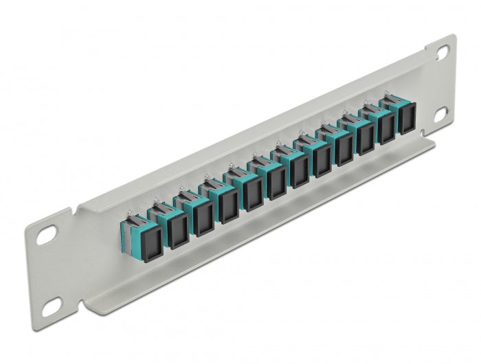 Delock 66784 10″ Fiber Optic Patch Panel 12 Port Sc Simplex Aqua 1U Grey