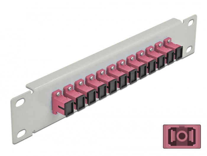 Delock 66785 10″ Fiber Optic Patch Panel 12 Port Sc Simplex Violet 1U Grey