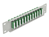 Delock 66797 10″ Fiber Optic Patch Panel 12 Port Lc Quad Green 1U Grey