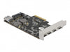 Delock 90059 Pci Express X4 Card To 4 X Usb Type-C + Usb Type-A - Usb 10 Gbps