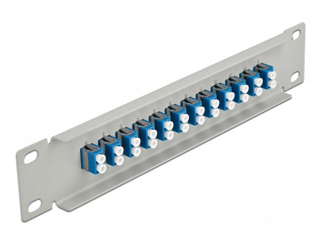 Delock 66786 10″ Fiber Optic Patch Panel 12 Port Lc Duplex Blue 1U Grey