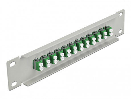 Delock 66787 10″ Fiber Optic Patch Panel 12 Port Lc Duplex Green 1U Grey