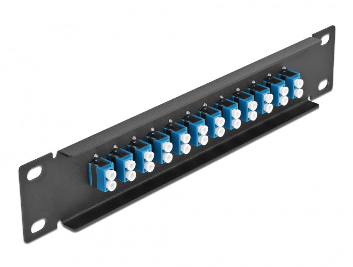 Delock 66765 10″ Fiber Optic Patch Panel 12 Port Lc Duplex Blue 1U Black