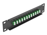 Delock 66766 10″ Fiber Optic Patch Panel 12 Port Lc Duplex Green 1U Black