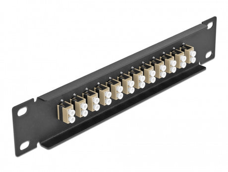 Delock 66767 10″ Fiber Optic Patch Panel 12 Port Lc Duplex Beige 1U Black