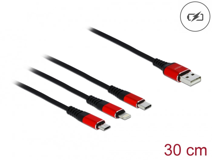 Delock 85891 Usb Charging Cable 3 In 1 Type-A To Lightning™