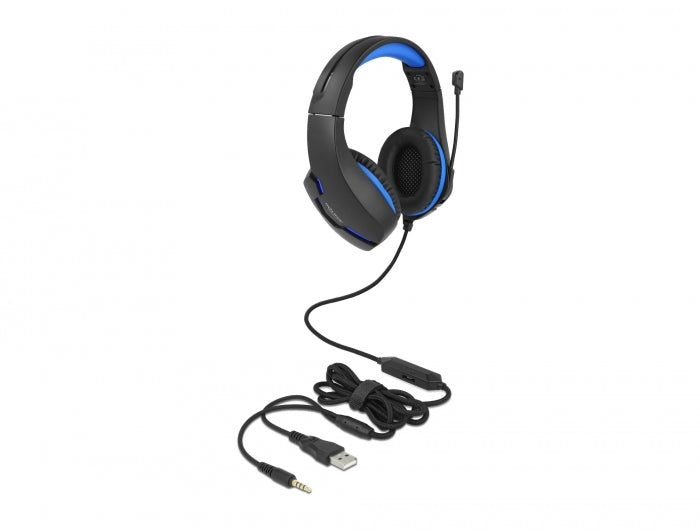 Delock 27182 Gaming Headset W/ 3.5 Mm Stereo Jack And Blue Led Light