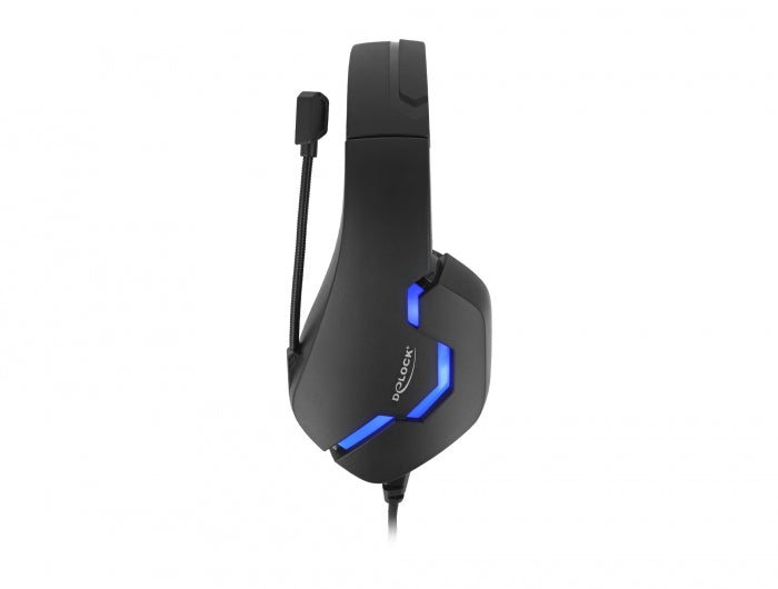 Delock 27182 Gaming Headset W/ 3.5 Mm Stereo Jack And Blue Led Light