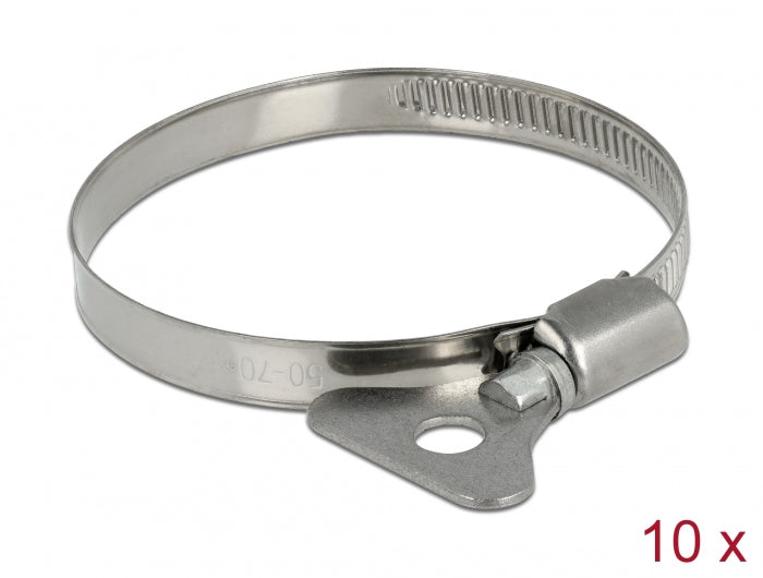 Delock 19583 Butterfly Hose Clamp 50 - 70 Mm 10 Pieces Metal