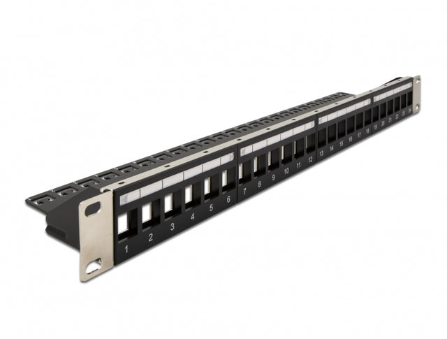 Delock 66865 19″ Keystone Patch Panel 24 Port With Strain Relief Black