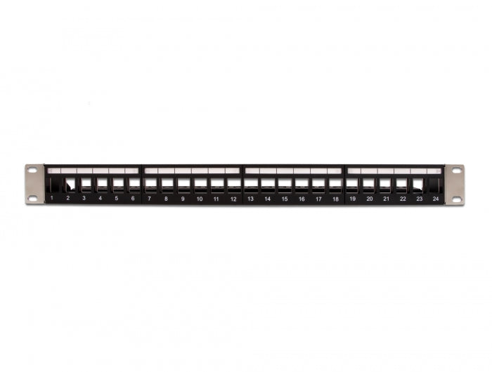 Delock 66865 19″ Keystone Patch Panel 24 Port With Strain Relief Black