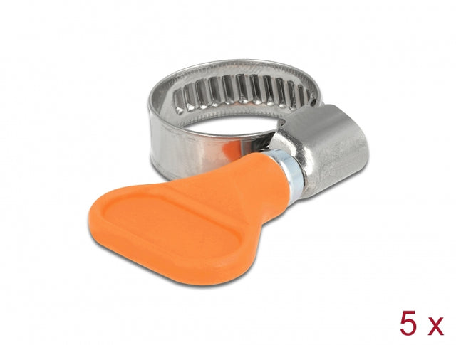 Delock 19512 Butterfly Hose Clamp 400 Ss 12 - 20 Mm 5 Pieces Orange