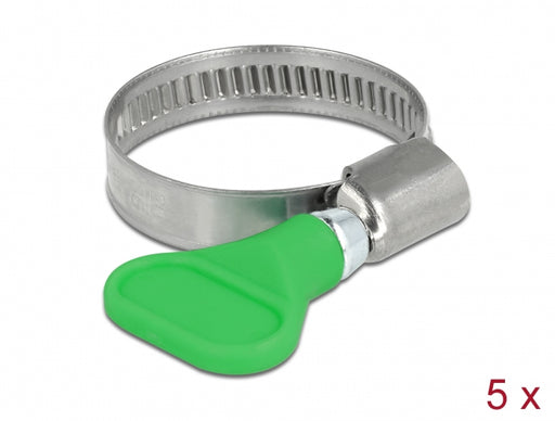 Delock 19514 Butterfly Hose Clamp 400 Ss 20 - 35 Mm 5 Pieces Green