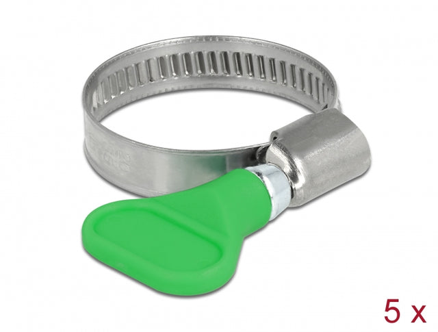 Delock 19514 Butterfly Hose Clamp 400 Ss 20 - 35 Mm 5 Pieces Green