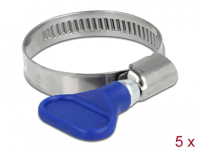 Delock 19515 Butterfly Hose Clamp 400 Ss 25 - 40 Mm 5 Pieces Blue