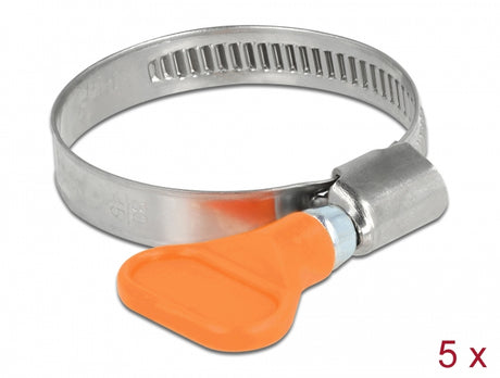 Delock 19516 Butterfly Hose Clamp 400 Ss 30 - 45 Mm 5 Pieces Orange