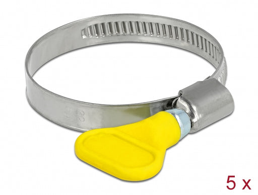 Delock 19517 Butterfly Hose Clamp 400 Ss 32 - 50 Mm 5 Pieces Yellow