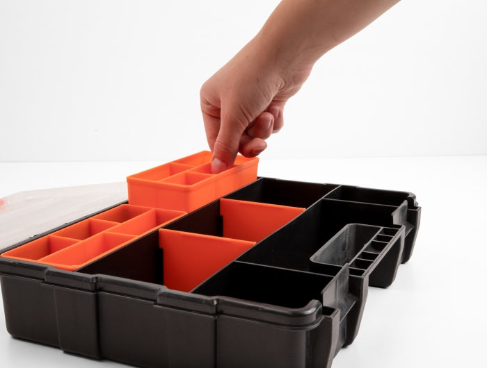 Delock 18416 Sorting Box With 21 Compartments 290 X 220 X 60 Mm Orange / Black