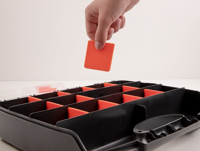 Delock 18418 Sorting Box With 17 Compartments 320 X 255 X 60 Mm Orange / Black