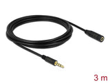 Delock 84668 Stereo Jack Extension Cable 3.5 Mm 4 Pin Male To Female 3 M Black