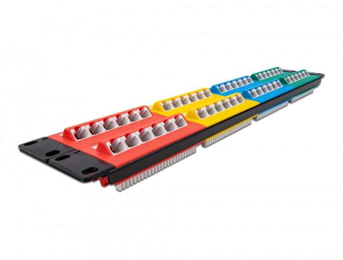 Delock 66881 19″ Patch Panel 48 Port Cat.5E 2U Coloured