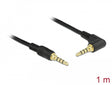 Delock 85610 Stereo Jack Cable 3.5 Mm 4 Pin Male > Male Angled 1 M Black