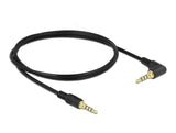 Delock 85610 Stereo Jack Cable 3.5 Mm 4 Pin Male > Male Angled 1 M Black