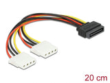 Delock 65159 Cable Power Sata 15 Pin To 2 X 4 Pin Molex Female 20 Cm