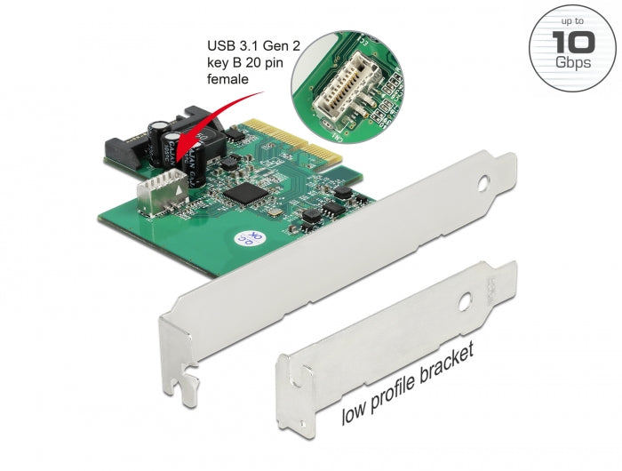 Delock 90068 Pci Express X4 Card To Internal Usb 3.2 Gen 2 Key B 20 Pin Female